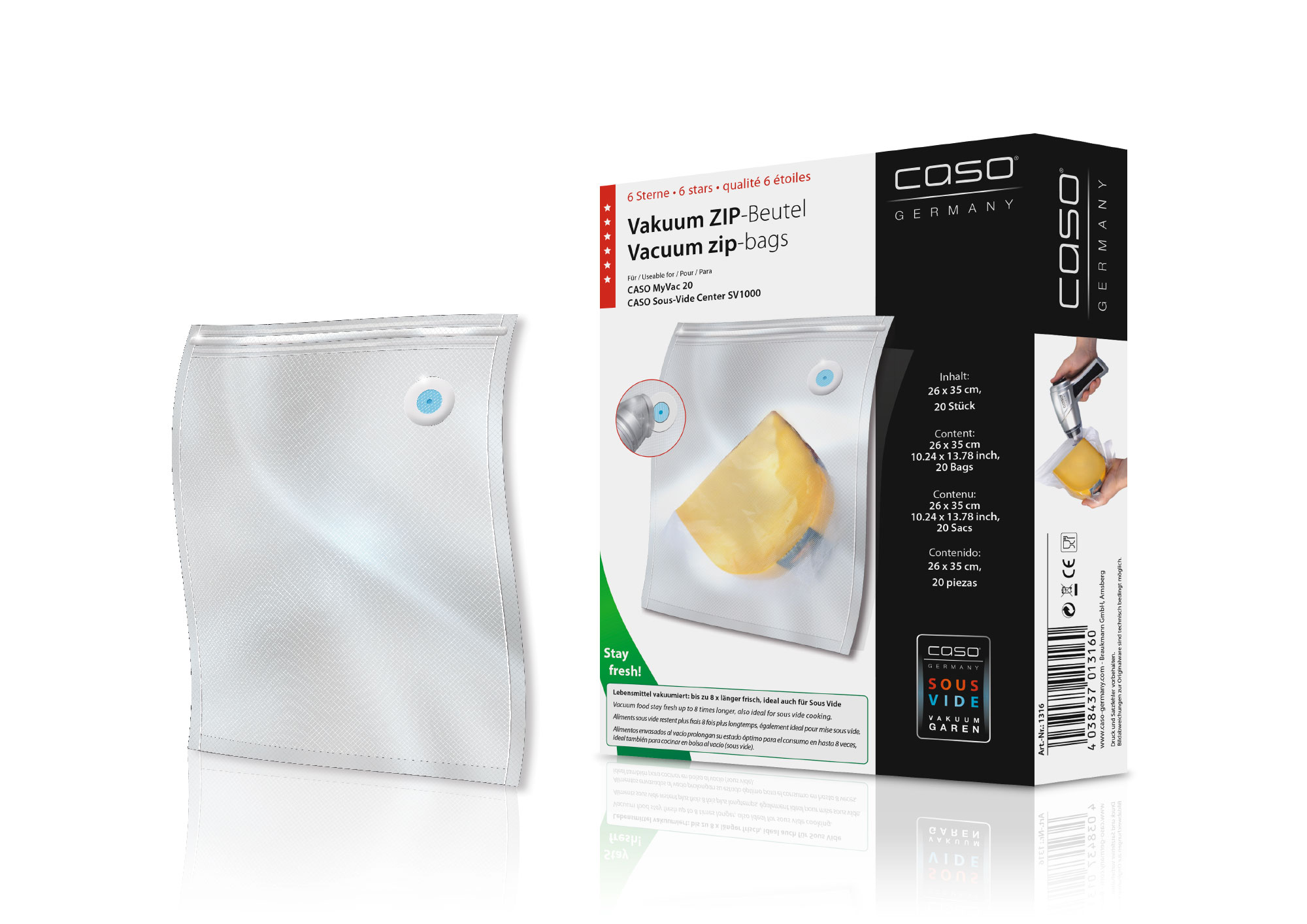 Caso Folie ZIP poser 26x35 cm 20 stk m/QR- labels 150 my 